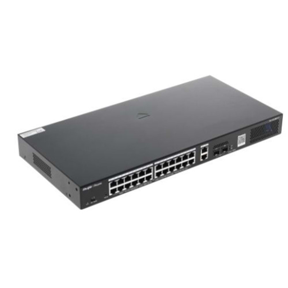RUIJIE REYEE RG-ES228GS-P 24 PORT 10/100/1000 24 PORT POE 2 PORT UPLINK +2 SFP 370 WATT CLOUD YÖNETİLEBİLİR RACK MOUNT S