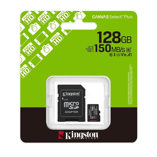 KINGSTON CANVAS SELECT PLUS 128GB MICRO SDHC CLASS10 150MB/s HAFIZA KARTI SDCS3/128GB